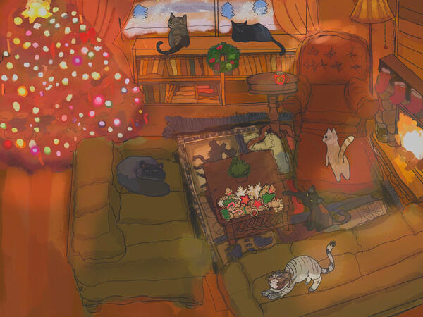 Christmas COMM Painted + PAINTED BG